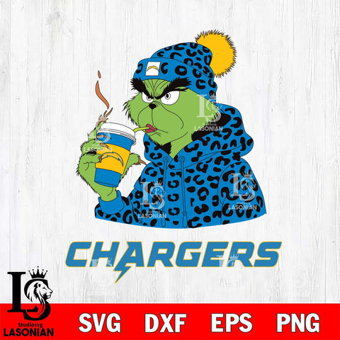 Los Angeles Chargers Grinch Leopard Christmas Svg Eps Dxf Png File,Cricut svg files, Digital Download, Instant Download