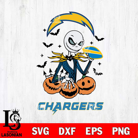 Los Angeles Chargers Jack Skellington 2 halloween Svg Eps Dxf Png File, Digital Download, Instant Download