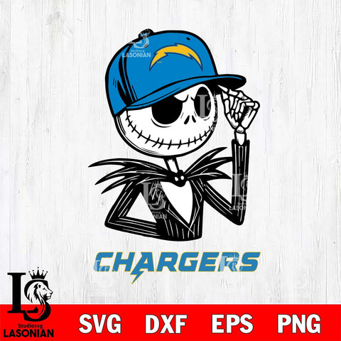 Los Angeles Chargers Jack Skellington 3 Halloween Svg Eps Dxf Png File, Digital Download, Instant Download