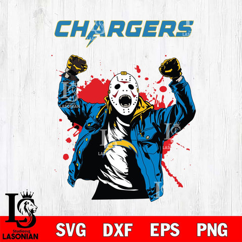 Los Angeles Chargers Jason Voorhees Horror Halloween 3 Svg Eps Dxf Png File, Digital Download, Instant Download