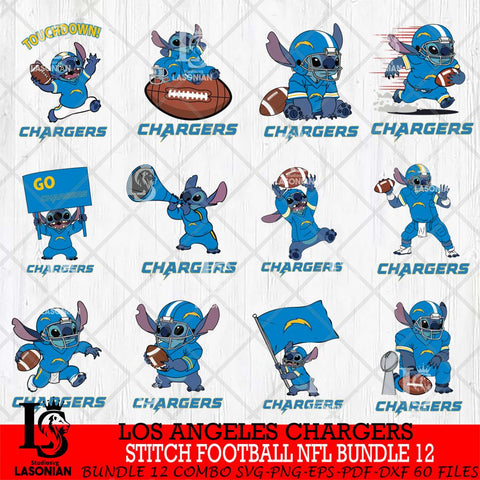 Los Angeles Chargers Lilo and stitch Football NFL Bundle 12 SVG DXF EPS PNG FILE, NFL File Cut, Digital Download,Instant Download, Silhouette, Cricut