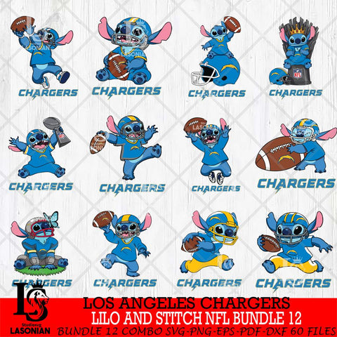 Los Angeles Chargers Lilo and stitch Sport NFL Bundle 12 SVG DXF EPS PNG FILE,Bundle Stitch File Cut,NFL Digital Download,Instant Download, Silhouette