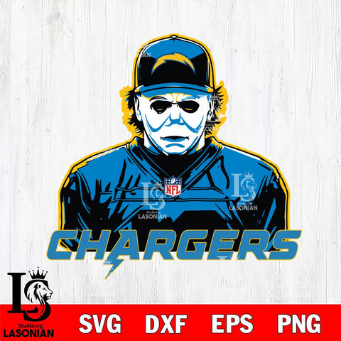 Los Angeles Chargers Michael Myers Horror Halloween Svg Eps Dxf Png File, Digital Download, Instant Download