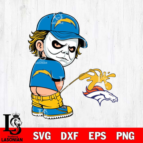 Los Angeles Chargers Michael Myers Piss On Denver Broncos Svg Eps Dxf Png File, Digital Download, Instant Download