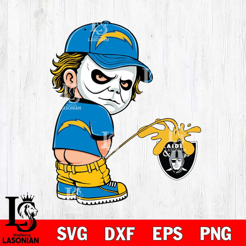 Los Angeles Chargers Michael Myers Piss On Las Vegas Raiders Svg Eps Dxf Png File, Digital Download, Instant Download