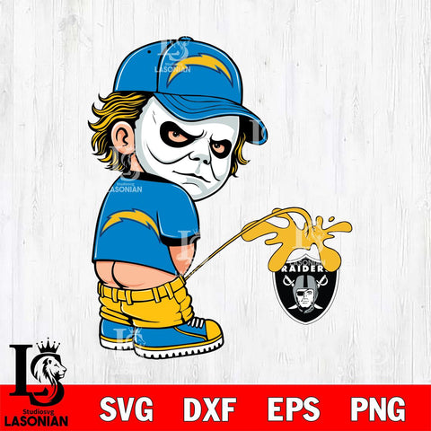 Los Angeles Chargers Michael Myers Piss On Las Vegas Raiders Svg Eps Dxf Png File, Digital Download, Instant Download