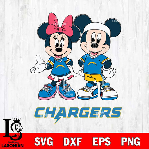 Los Angeles Chargers Mickey And Minnie Football Svg Eps Dxf Png File, NFL svg , Digital Download , Instant Download, Cricut File