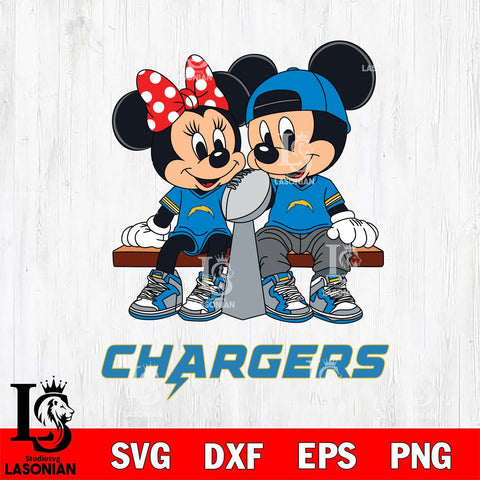 Los Angeles Chargers Mickey And Minnie Football Champions Svg Eps Dxf Png File, NFL svg , Digital Download , Instant Download, Cricut File