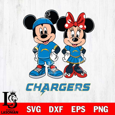 Los Angeles Chargers Mickey And Minnie Rugby Svg Eps Dxf Png File, NFL svg , Digital Download , Instant Download, Cricut File