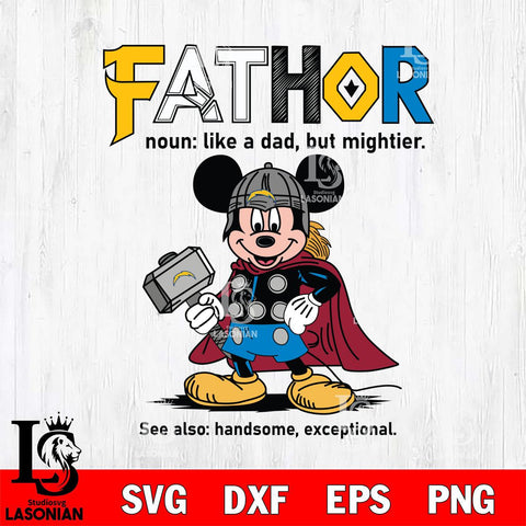 Los Angeles Chargers Mickey Fathor Sport Svg Eps Dxf Png File, NFL File Cut,Digital Download,Instant Download,Disney Svg Files