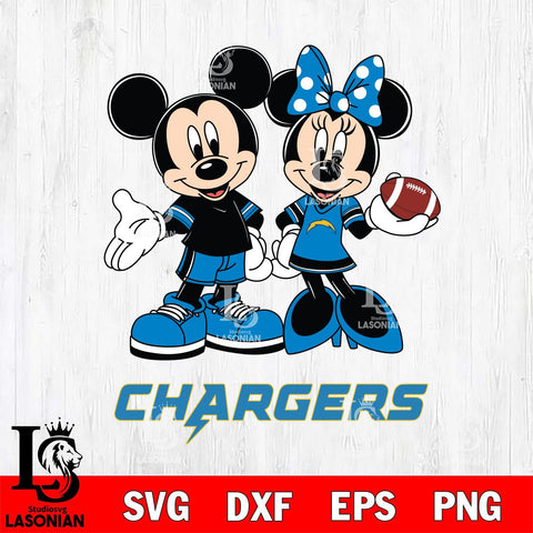 Los Angeles Chargers Mickey Minnie Football Svg Eps Dxf Png File, NFL svg , Digital Download , Instant Download, Cricut File