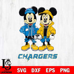 Los Angeles Chargers Mickey Minnie Mouse Football Svg Eps Dxf Png File, Bundle NFl svg , File Cut , Digital Download , Instant Download, Laser Cut Svg Files