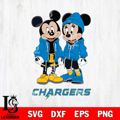 Los Angeles Chargers Mickey Minnie Mouse Rugby Svg Eps Dxf Png File, Bundle NFl svg , File Cut , Digital Download , Instant Download, Laser Cut Svg Files