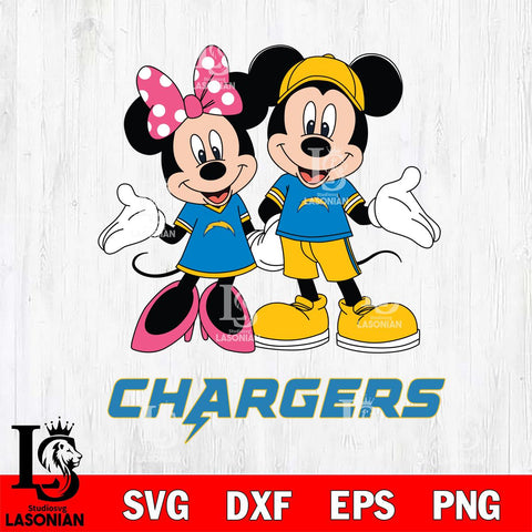 Los Angeles Chargers Mickey Minnie Mouse Sport Svg Eps Dxf Png File, Bundle NFl svg , File Cut , Digital Download , Instant Download, Laser Cut Svg Files