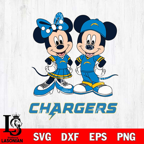 Los Angeles Chargers Mickey Minnie Mouse rugby ball Svg Eps Dxf Png File, Bundle NFl svg , File Cut , Digital Download , Instant Download, Laser Cut Svg Files
