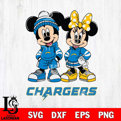 Los Angeles Chargers Mickey Minnie Rugby Hoodie Svg Eps Dxf Png File, Bundle NFl svg , File Cut , Digital Download , Instant Download, Laser Cut Svg Files