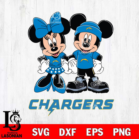 Los Angeles Chargers Mickey Minnie Rugby ball Svg Eps Dxf Png File, Bundle NFl svg , File Cut , Digital Download , Instant Download, Laser Cut Svg Files