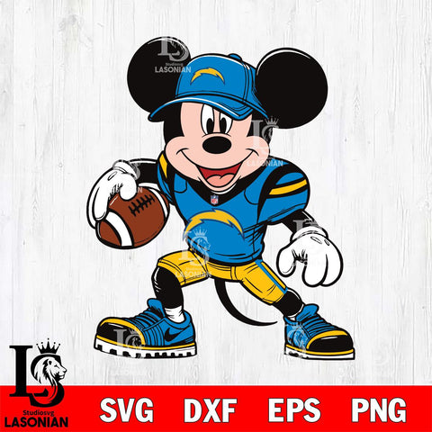 Los Angeles Chargers Mickey Mouse Svg Eps Dxf Png File, Digital Download, Instant Download