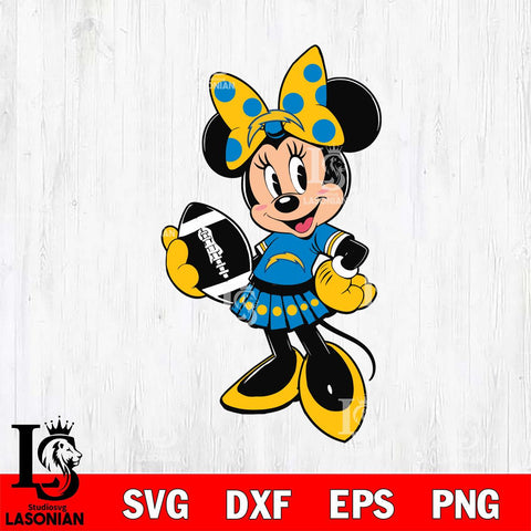 Los Angeles Chargers Minnie Mouse Svg Eps Dxf Png File, Digital Download, Instant Download