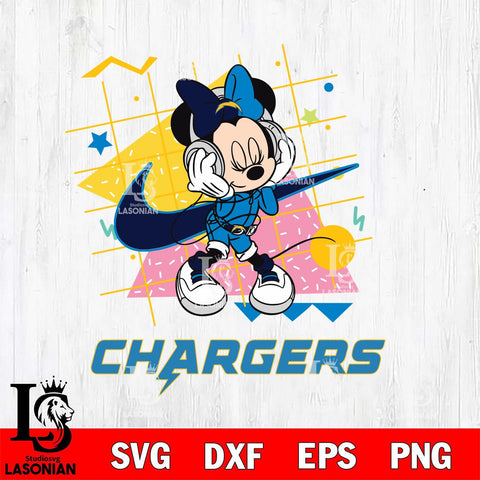 Los Angeles Chargers Minnie Mouse Dancing SVG DXF EPS PNG FILE, Disney Father day File Cut,Digital Download,Instant Download,Disney Svg Files