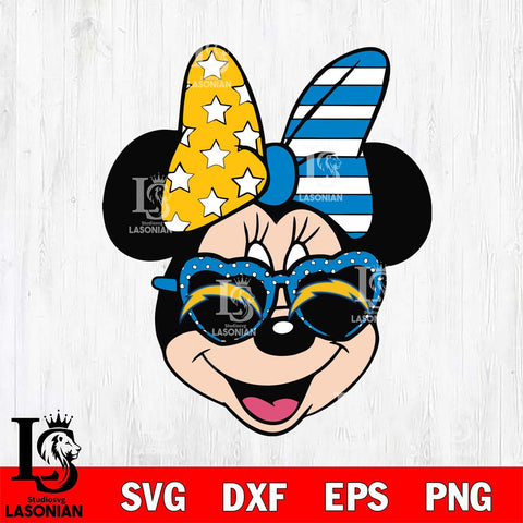 Los Angeles Chargers Minnie Mouse Love Svg Eps Dxf Png File, Digital Download, Instant Download