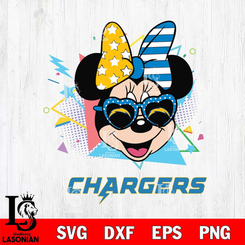 Los Angeles Chargers Minnie Mouse Love Sport SVG DXF EPS PNG FILE, Disney Father day File Cut,Digital Download,Instant Download,Disney Svg Files