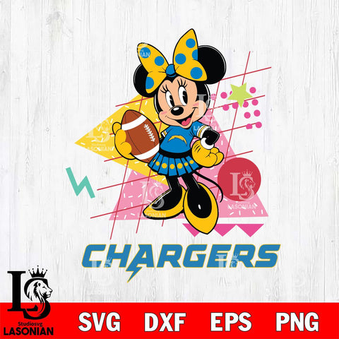 Los Angeles Chargers Minnie Mouse Sport SVG DXF EPS PNG FILE, Disney Father day File Cut,Digital Download,Instant Download,Disney Svg Files
