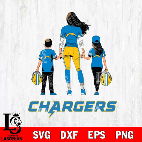 Los Angeles Chargers Mother and son Rugby SVG DXF EPS PNG FILE,NFL SVG, Father day Digital Download,Instant Download, Silhouette