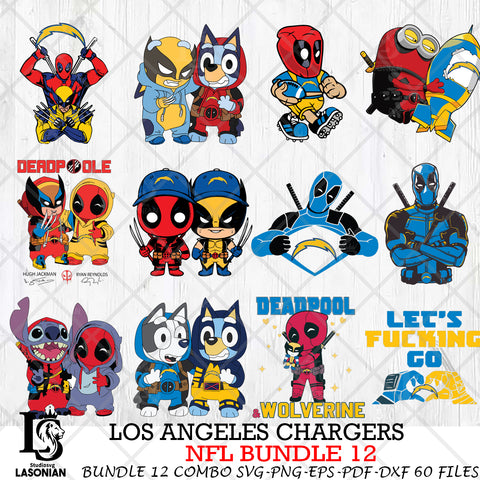 Los Angeles Chargers NFL Bundle 12 Svg Eps Dxf Png File, Digital Download, Instant Download