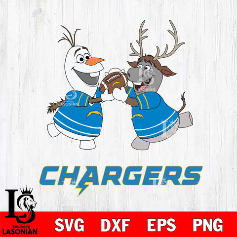 Los Angeles Chargers Olaf & Sven Football Cricut,Christmas SVG DXF EPS PNG FILE, Digital Download,Instant Download, Silhouette