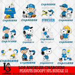 Los Angeles Chargers Peanuts Snoopy Player NFL Bundle 12 SVG DXF EPS PNG FILE,Snoopy File Cut, bundle nfl Digital Download,Instant Download, Silhouette