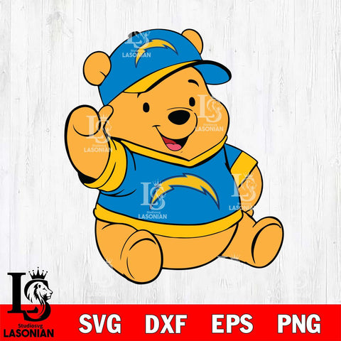 Los Angeles Chargers Pooh Bear Svg Eps Dxf Png File, Digital Download, Instant Download