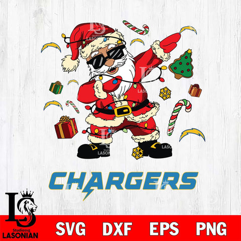 Los Angeles Chargers Santa Claus Football Svg Eps Dxf Png File,NFL Svg Files,Digital Download,Sublimation,Instant Download