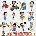 Los Angeles Chargers Sexy Fan Girls Bundle 12 Svg Eps Dxf Png File, Digital Download, Instant Download