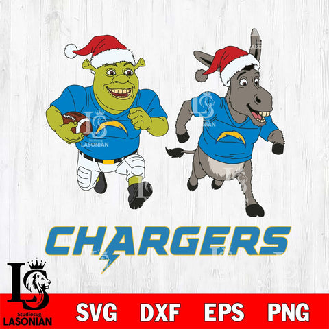 Los Angeles Chargers Shrek and Donkey Football Cricut,Christmas SVG DXF EPS PNG FILE, Digital Download,Instant Download, Silhouette