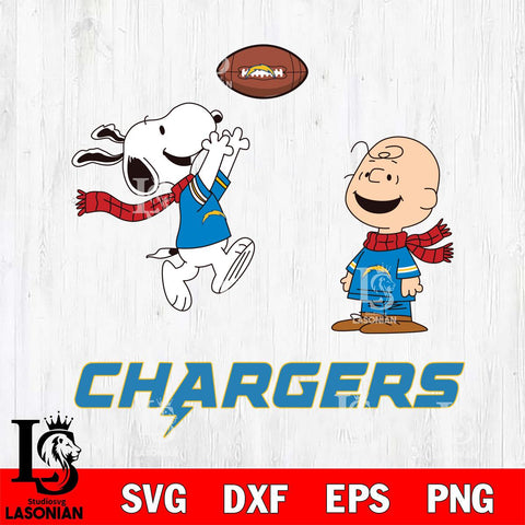 Los Angeles Chargers Snoopy & Charlie Brown Football Cricut,Christmas SVG DXF EPS PNG FILE, Digital Download,Instant Download, Silhouette