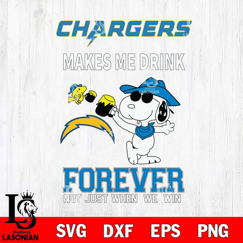Los Angeles Chargers Snoopy makes me drink forever SVG DXF EPS PNG FILE,Snoopy File Cut, Nfl Digital Download,Instant Download, Silhouette