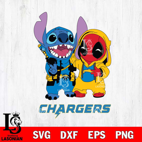 Los Angeles Chargers Stitch And Deadpool Cute Svg Eps Dxf Png File, Digital Download, Instant Download