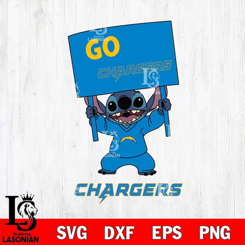 Los Angeles Chargers Stitch Go cheer SVG DXF EPS PNG FILE, NFL File Cut, Digital Download,Instant Download, Silhouette, Cricut