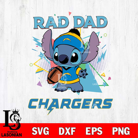 Los Angeles Chargers Stitch Rad Dad SVG DXF EPS PNG FILE, Disney Father day File Cut,Digital Download,Instant Download,Disney Svg Files