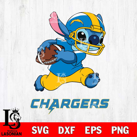Los Angeles Chargers Stitch Run Rugby Ball SVG DXF EPS PNG FILE, Stitch File Cut,NFL Digital Download,Instant Download, Silhouette