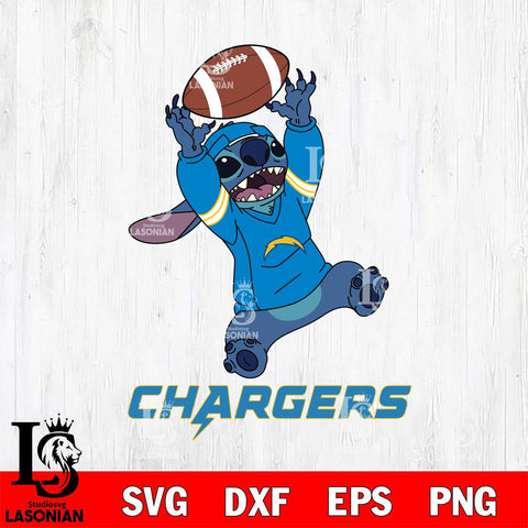 Los Angeles Chargers Stitch playing football SVG DXF EPS PNG FILE, NFL File Cut, Digital Download,Instant Download, Silhouette, Cricut