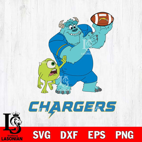 Los Angeles Chargers Sully & Mike Football Cricut,Christmas SVG DXF EPS PNG FILE, Digital Download,Instant Download, Silhouette