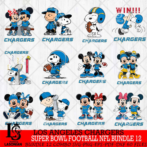 Los Angeles Chargers Super Bowl NFL Bundle 12 Svg Eps Dxf Png File, NFL svg , Digital Download , Instant Download, Cricut File
