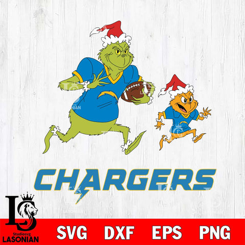 Los Angeles Chargers The Grinch & Max Football Cricut,Christmas SVG DXF EPS PNG FILE, Digital Download,Instant Download, Silhouette