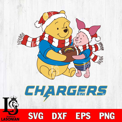 Los Angeles Chargers Winnie the Pooh & Piglet Football Cricut,Christmas SVG DXF EPS PNG FILE, Digital Download,Instant Download, Silhouette