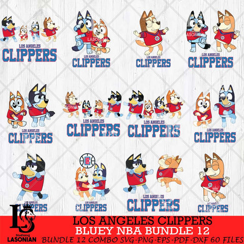 Los Angeles Clippers Bluey Dace Mode NBA Bundle 12 SVG Eps Dxf Png File, Digital Download, Instant Download