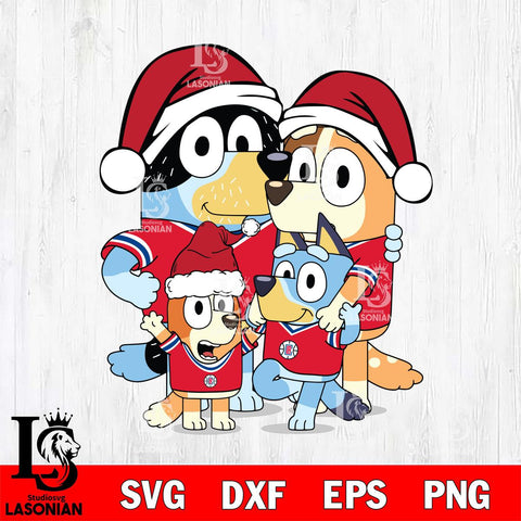 Los Angeles Clippers Bluey Family Christmas Svg Eps Dxf Png File, Digital Download, Instant Download