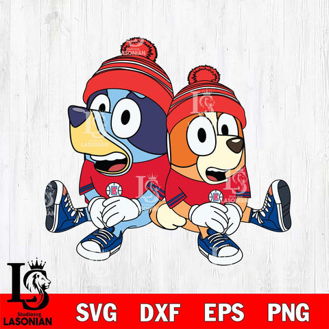 Los Angeles Clippers Bluey & Bingo Christmas Svg Eps Dxf Png File, Digital Download, Instant Download