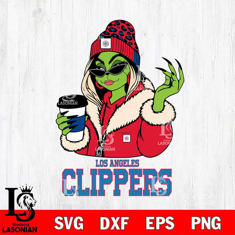 Los Angeles Clippers Boujee Grinch Girls Christmas Cut Files Cricut, Svg Dxf Eps Png file , Silhouette